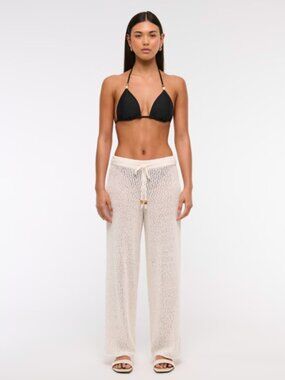 Abercrombie & Fitch Mid Rise Crochet-Style Coverup Pant
